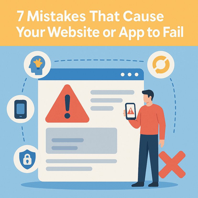 🚨 ۷ اشتباه رایج که باعث می‌شن سایت یا اپلیکیشن‌ شما شکست بخوره! (مخصوص هر کسی که دنبال ساخت سایت یا اپلیکیشن موفقه!)